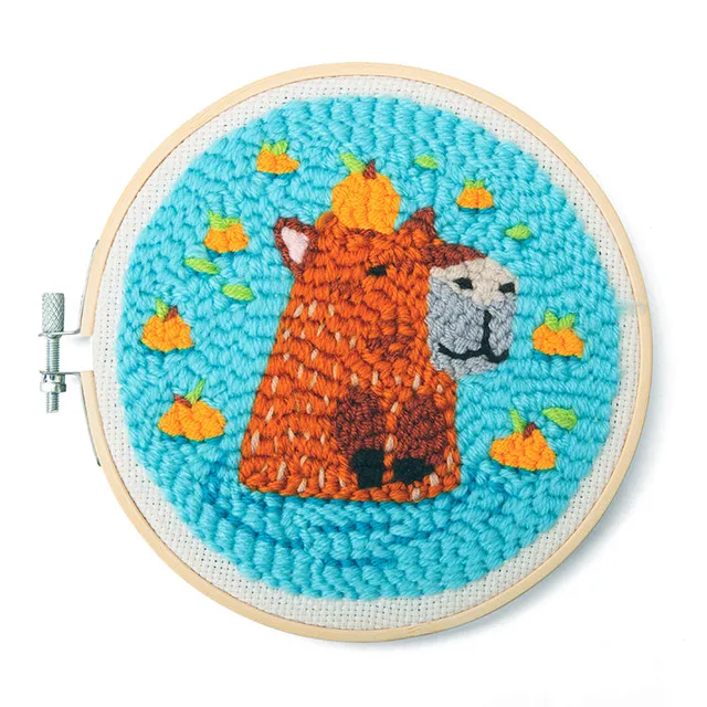 Kikkerland Crafters Capybara Punch Needle Stickset