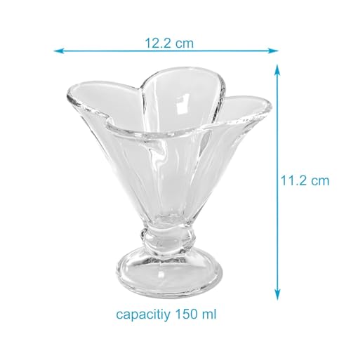 Intirilife Eisschalen Glas 4er Set 150 ml mit Standfuß