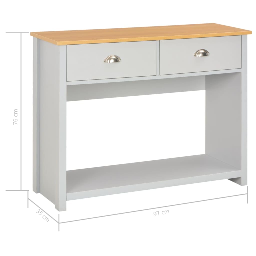 vidaXL Möbel Konsolentisch Grau 97x35x76 cm 2 Schubladen Flurtisch