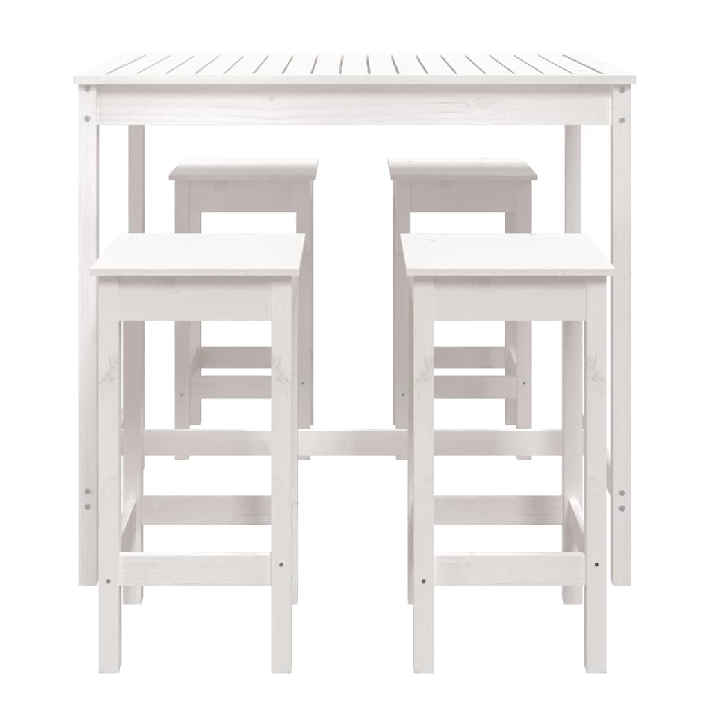vidaXL 5-tlg. Gartenbar-Set Bartisch weiß ohne Lehne