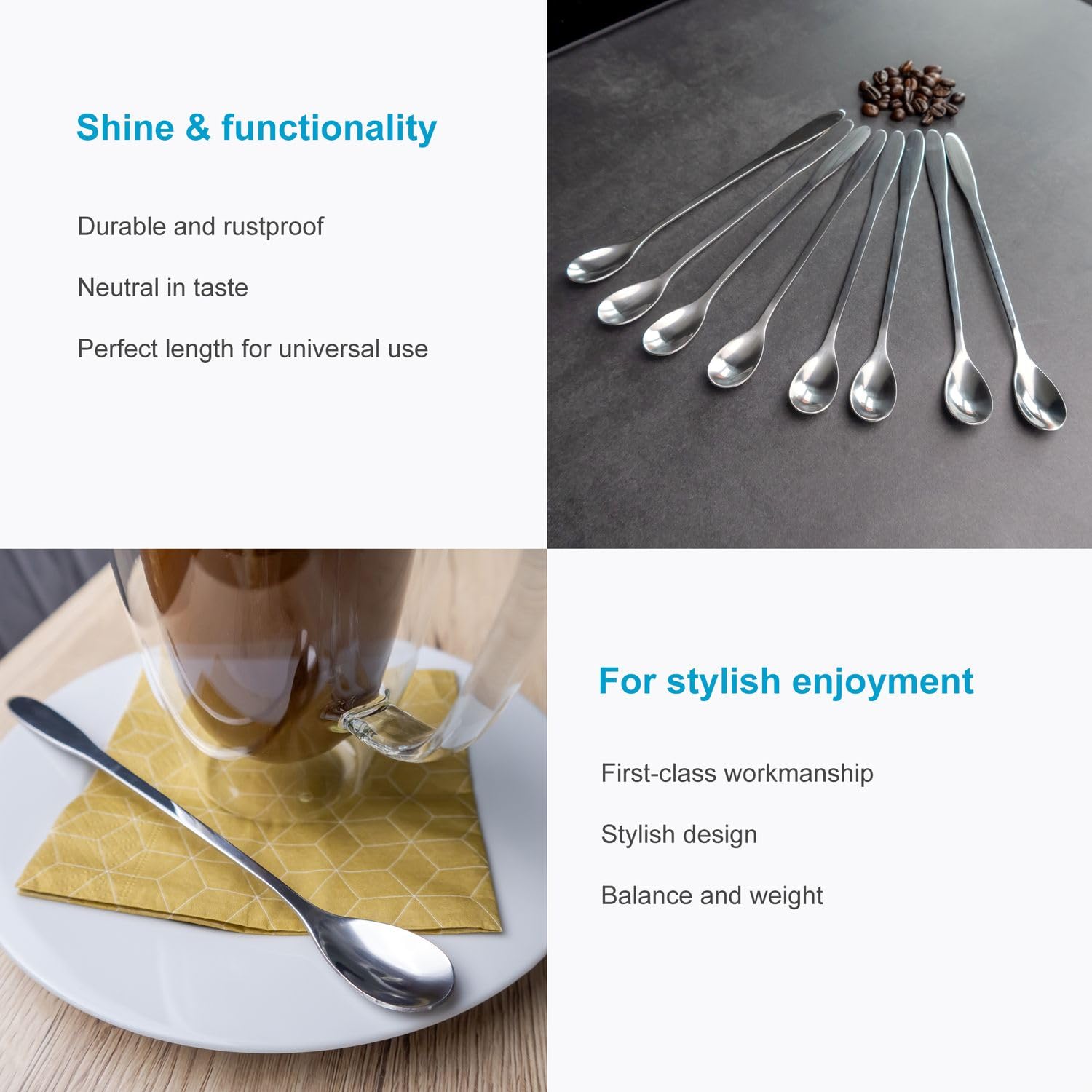 Intirilife Dessertlöffel Edelstahl 19 cm 12er Set lang silber