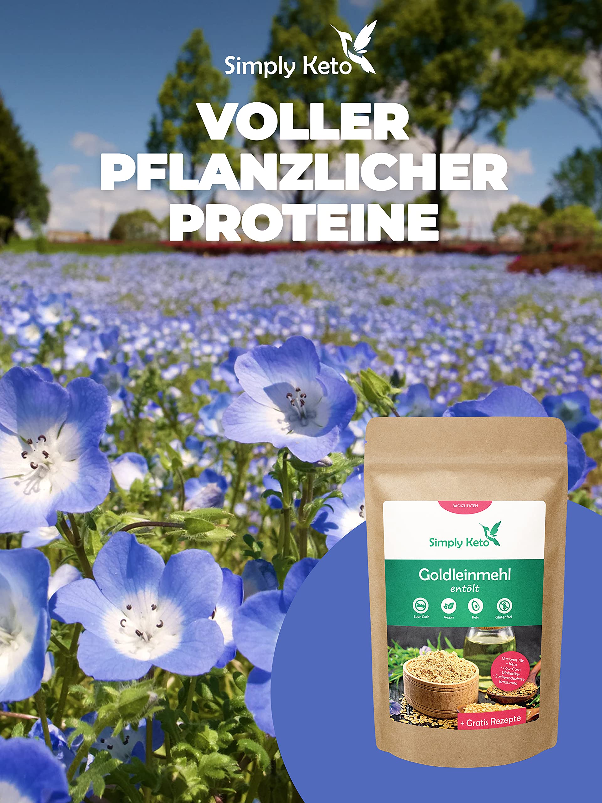 Keto Backzutaten Goldleinsamenmehl Lower Carb 500 g vegan