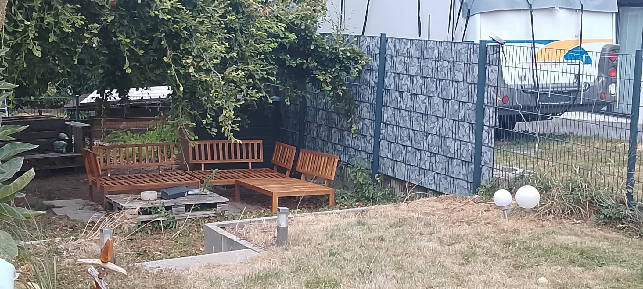 vidaXL Garten Ecksofa 2 STK Akazie Dunkelbraun modular
