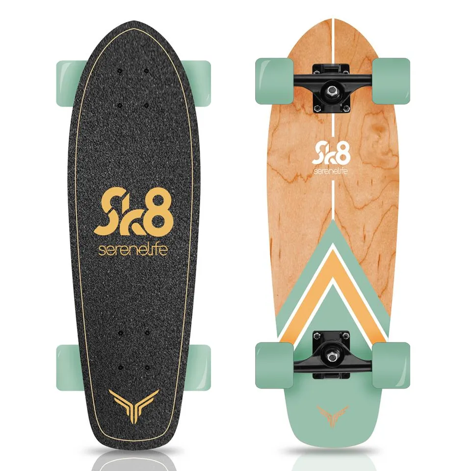 SereneLife Scooters Skateboard 28" Grün Ahorn/Bambus