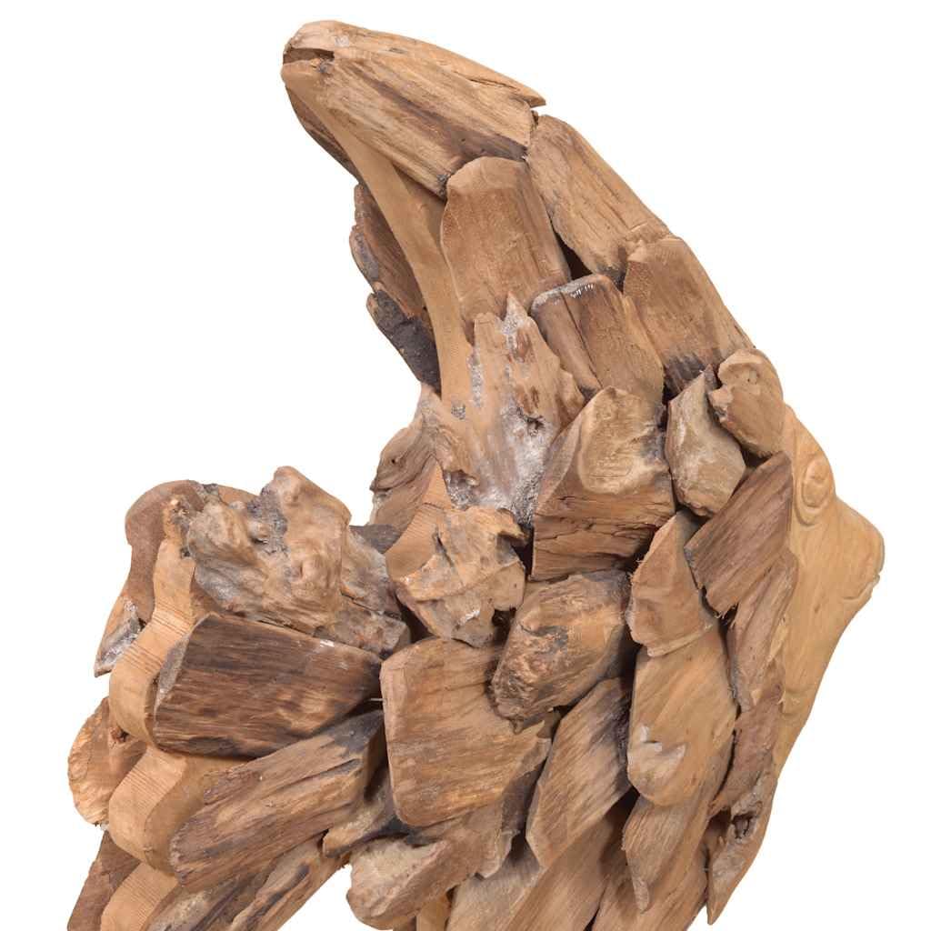 vidaXL Heim & Garten Fisch Skulptur Teak Figur 40x12x57cm