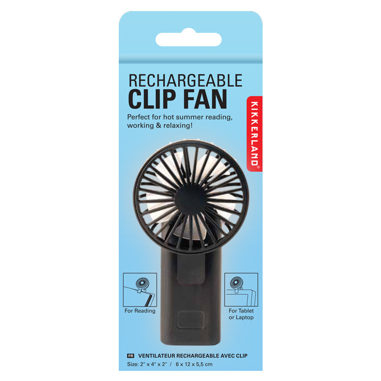 Kikkerland Home Rechargeable Book Fan Clip Ventilator USB
