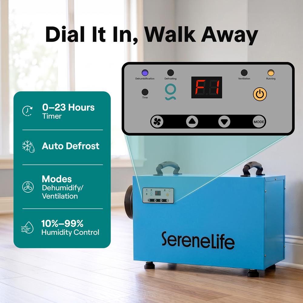 Serenelife DeHumidifiers Luftentfeuchter blau 58 L leise