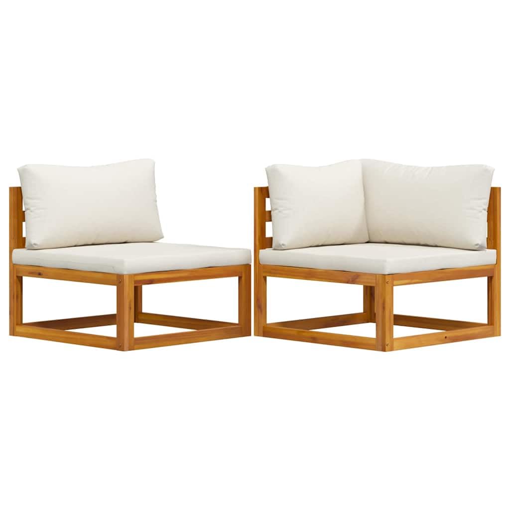 vidaXL Heim & Garten Sofa Set Akazie 2-tlg cremeweiß Kissen