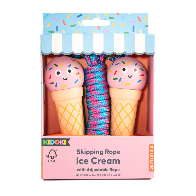 Kikkerland Kidoki Ice Cream Springseil Holz 1,5 m verstellbar
