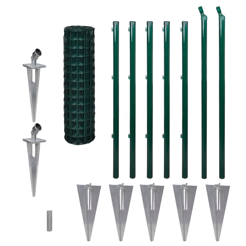 vidaXL Heim & Garten Zaun-Set Grün 10x0,8 m Stahl