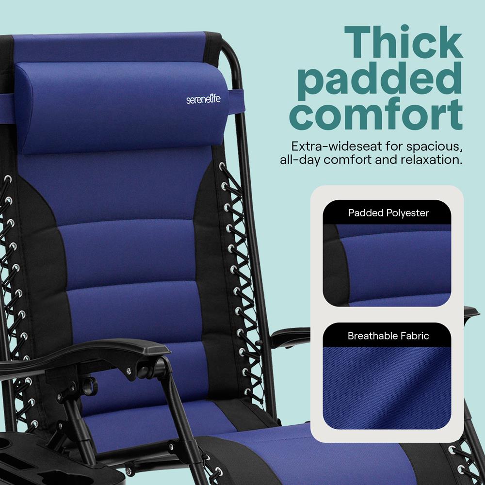 Serenelife Furniture Zero Gravity Liegestuhl blau klappbar