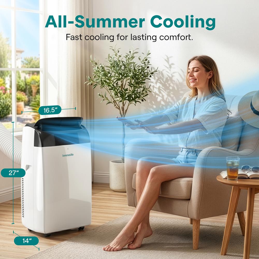 Serenelife Mobile Klimaanlage 14000 BTU Klimagerät Grau