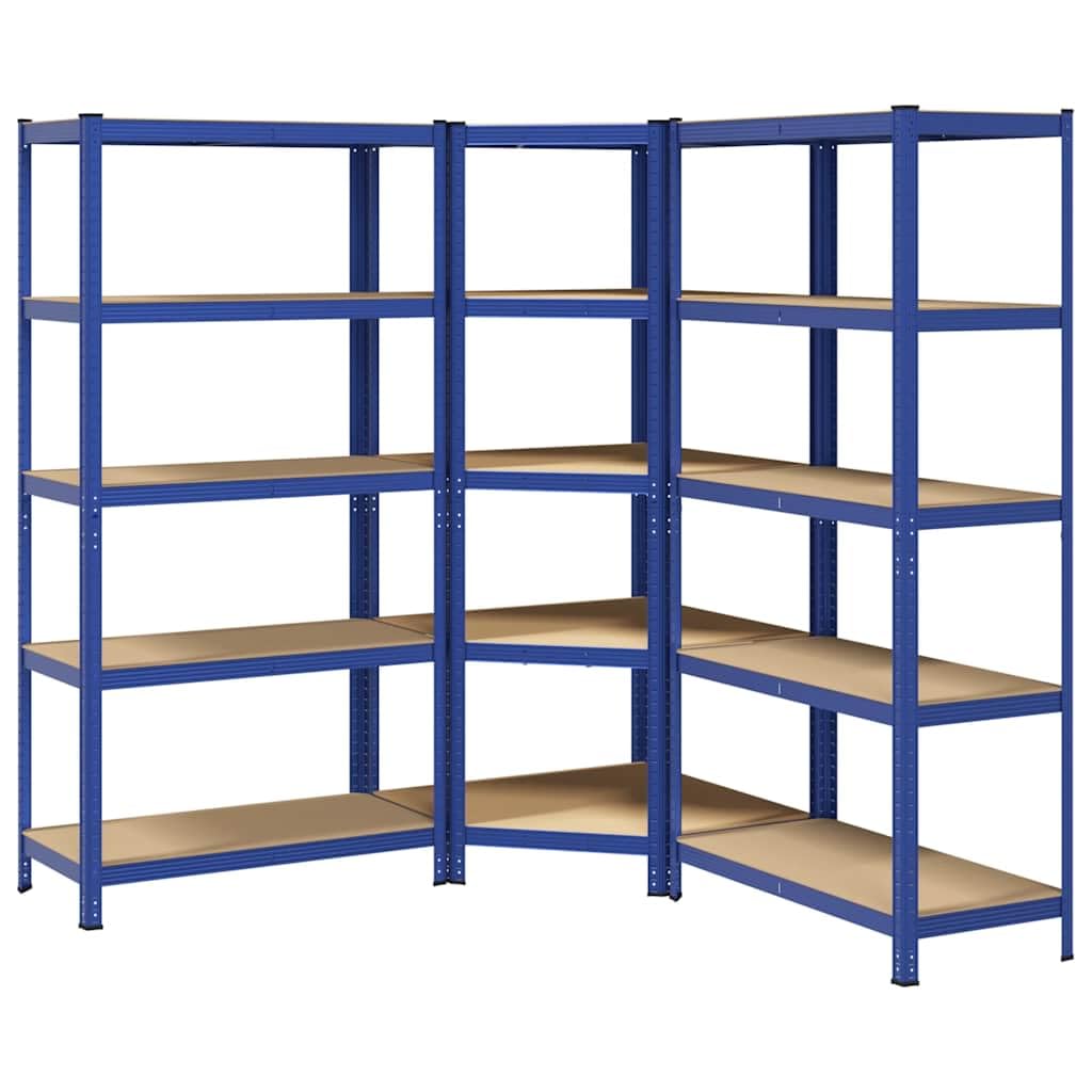 vidaXL Regal-Set 5 Böden 3-tlg Blau Stahl Schwerlastregal