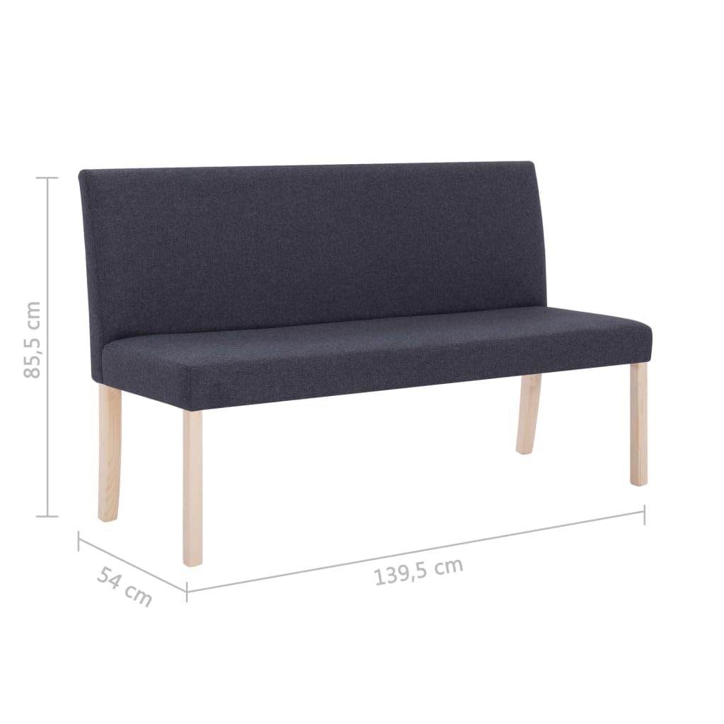 vidaXL Sitzbank 139,5 cm Dunkelgrau Polyester Kiefernholz