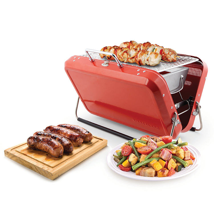 Kikkerland Briefcase BBQ Holzkohlegrill rot tragbar für 2