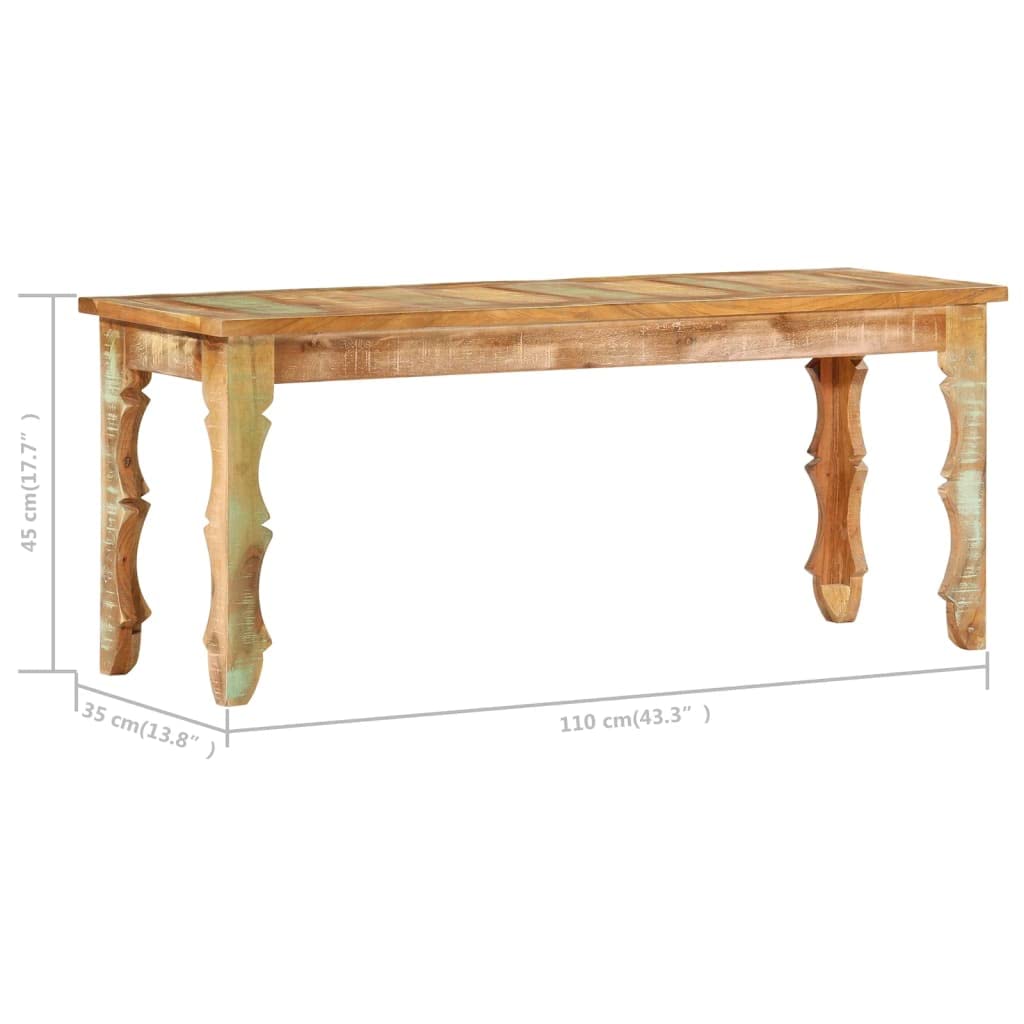 vidaXL Möbel Sitzbank Massivholz 110x35x45 cm Recycelt