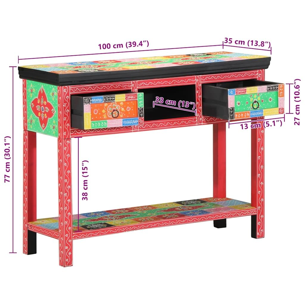 vidaXL Konsolentisch Mehrfarbig 100x30x77 cm Mangoholz