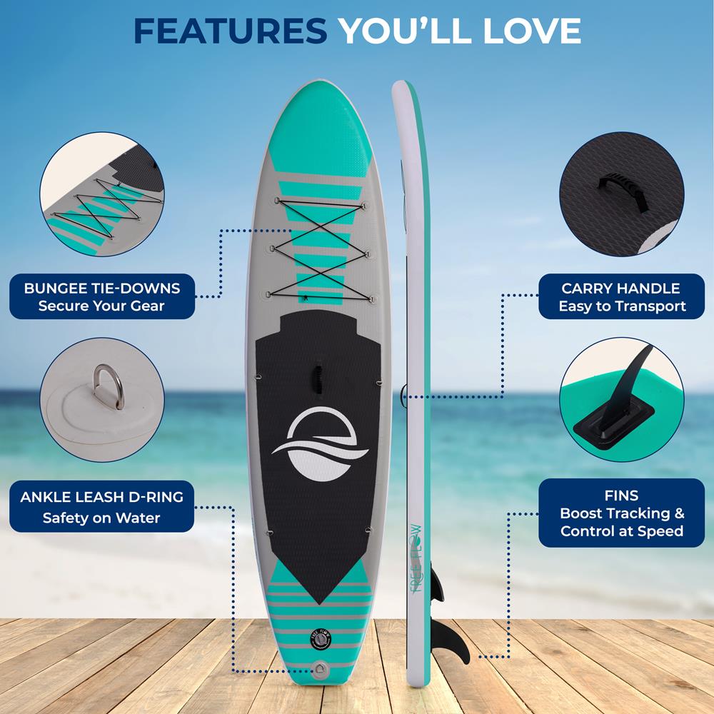 Serenelife SUP Board aufblasbar 320cm Teal mit Paddel