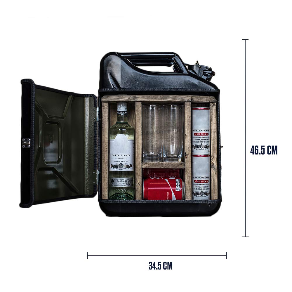 Mikamax Jerrycan Mix Drink 20 l Kanisterbar Schwarz mit Gläsern