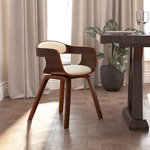 vidaXL Möbel Esszimmerstuhl Bugholz Kunstleder Creme 49x51x70cm