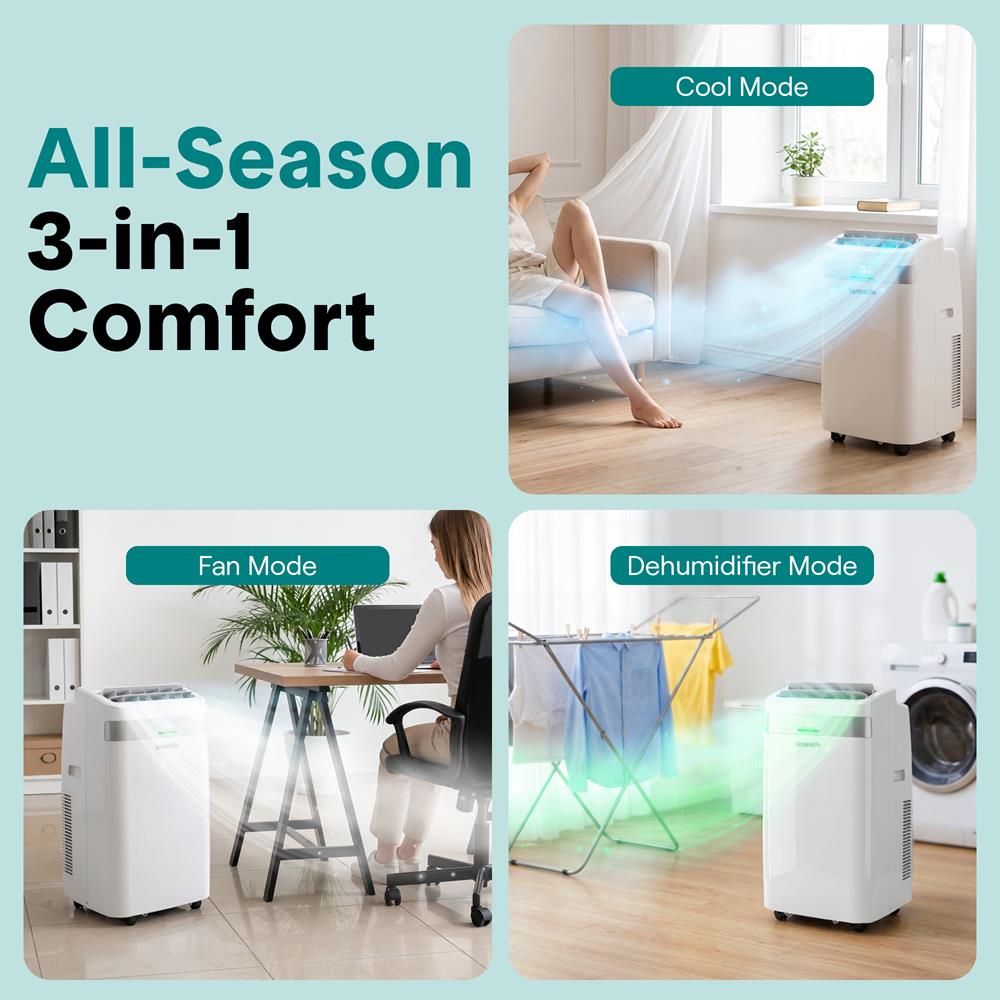 Serenelife 9500 BTU Mobile Klimaanlage Weiß WiFi