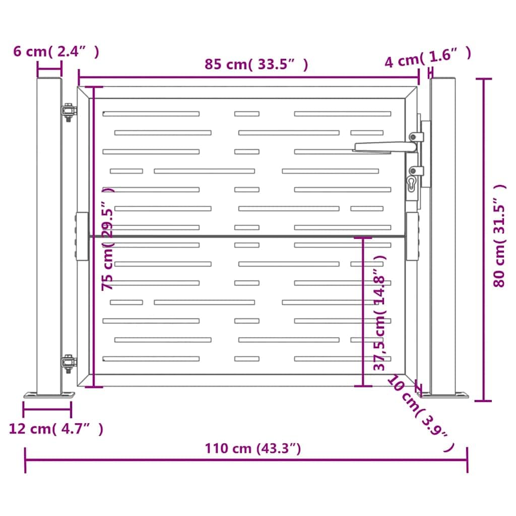 vidaXL Gartentor 100x75 cm Anthrazit Stahl Quadrat-Design