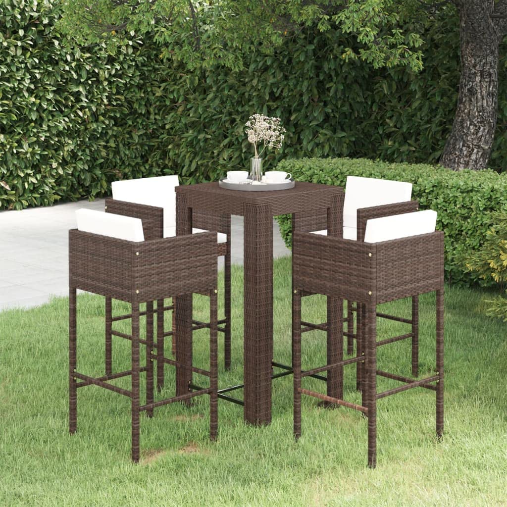 vidaXL Heim & Garten Gartenbar Set 5-tlg Poly Rattan Braun