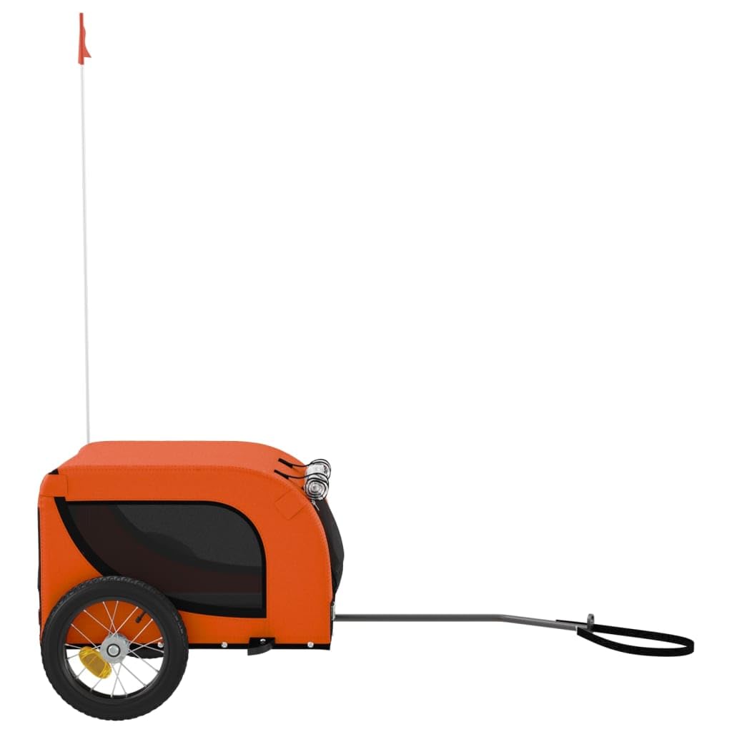 vidaXL Hunde Fahrradanhänger Orange Oxford-Gewebe mit Flagge