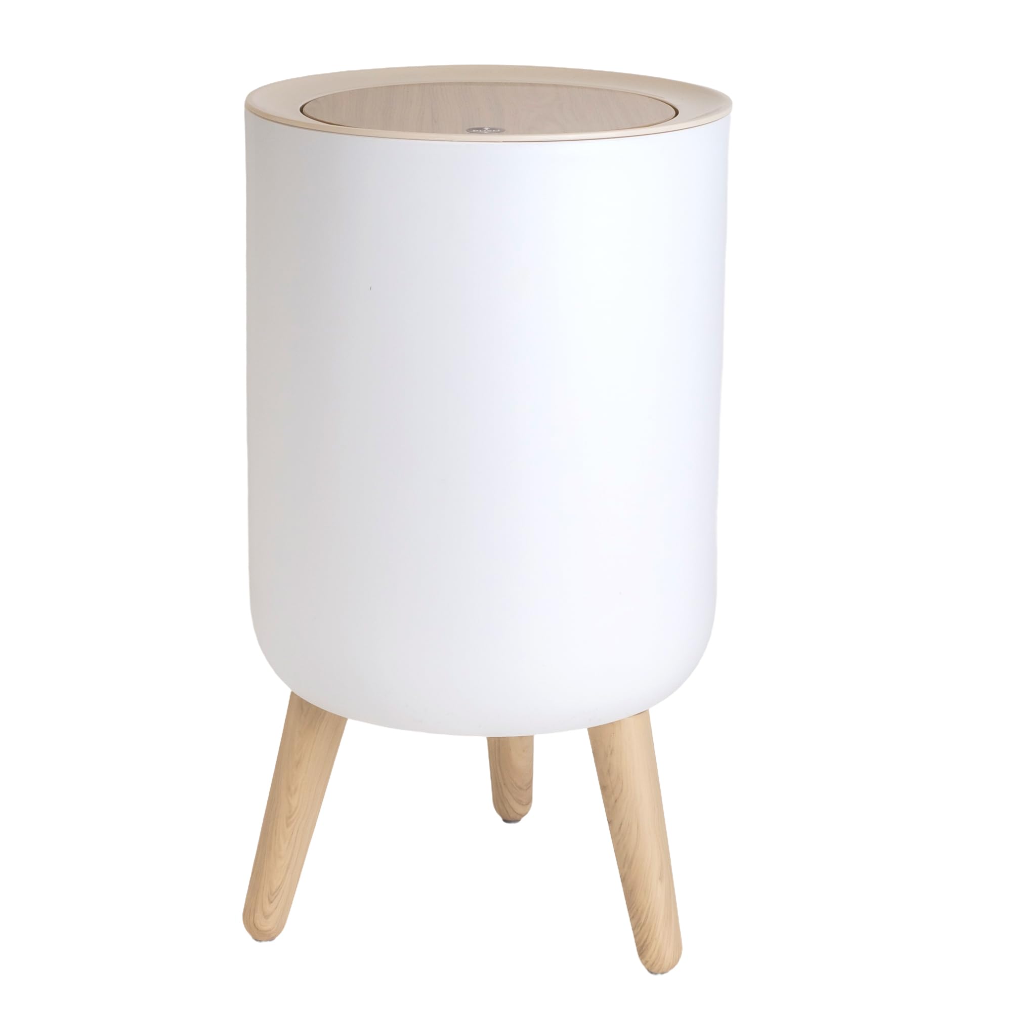 Intirilife Bad Kosmetikeimer Weiß-Beige 22,2x36,4cm Schwingdeckel