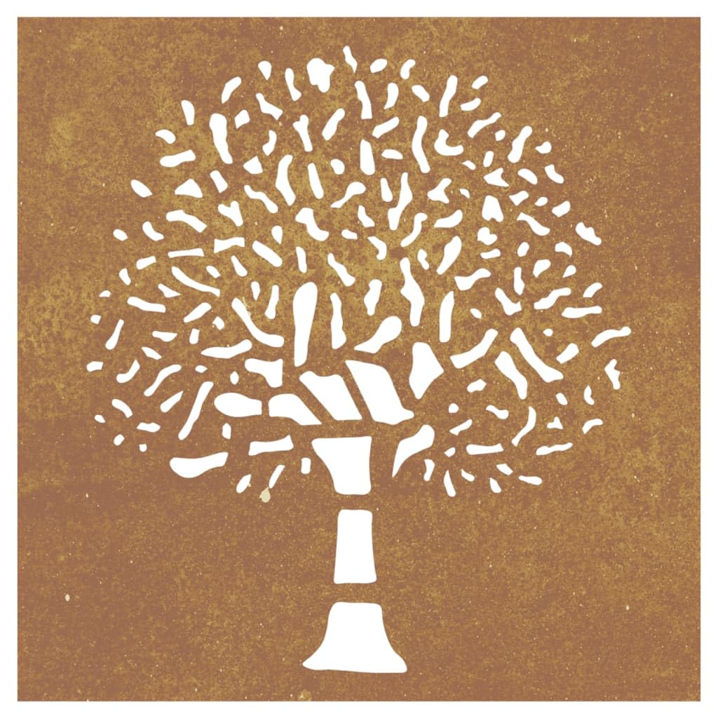 vidaXL Heim & Garten Wanddeko 55x55 cm Cortenstahl Baum-Design