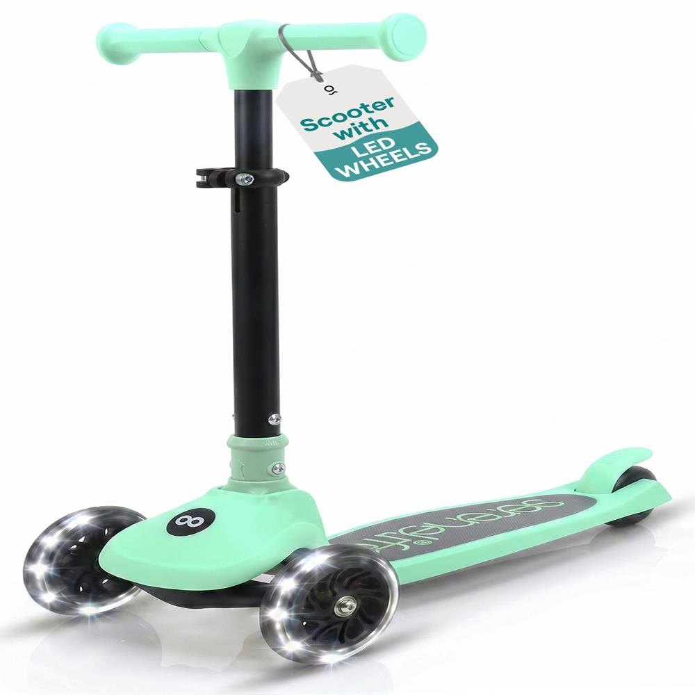 Serenelife Scooters SLKSC13MG Kinderroller Mint LED 3-Rad