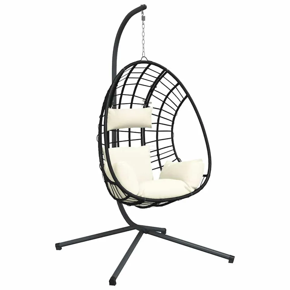 vidaXL Heim & Garten Hängesessel Ei Beige Rattan Stahl 104x100x197