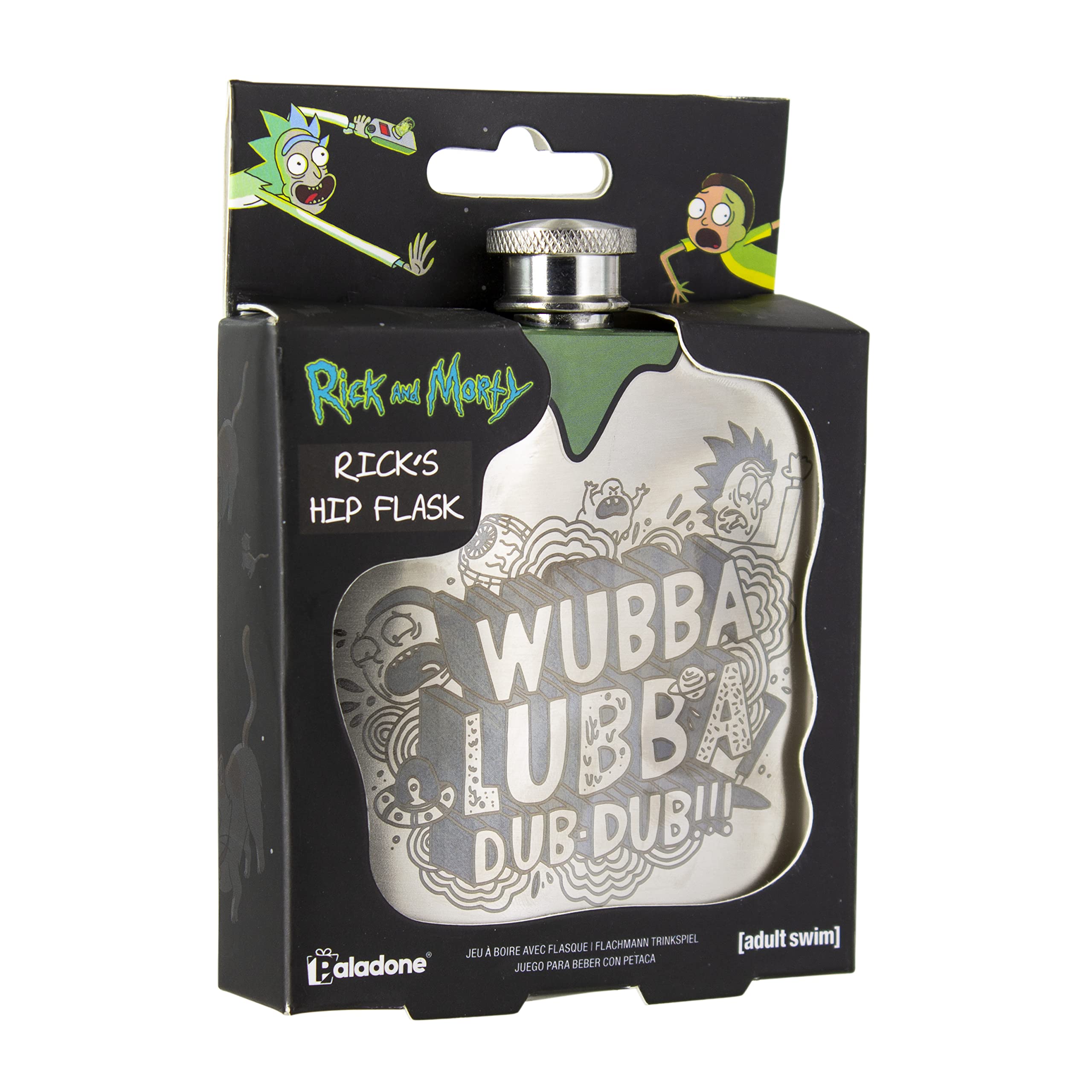 Paladone Rick & Morty Wubba Lubba Dub Flachmann 177ml Edelstahl