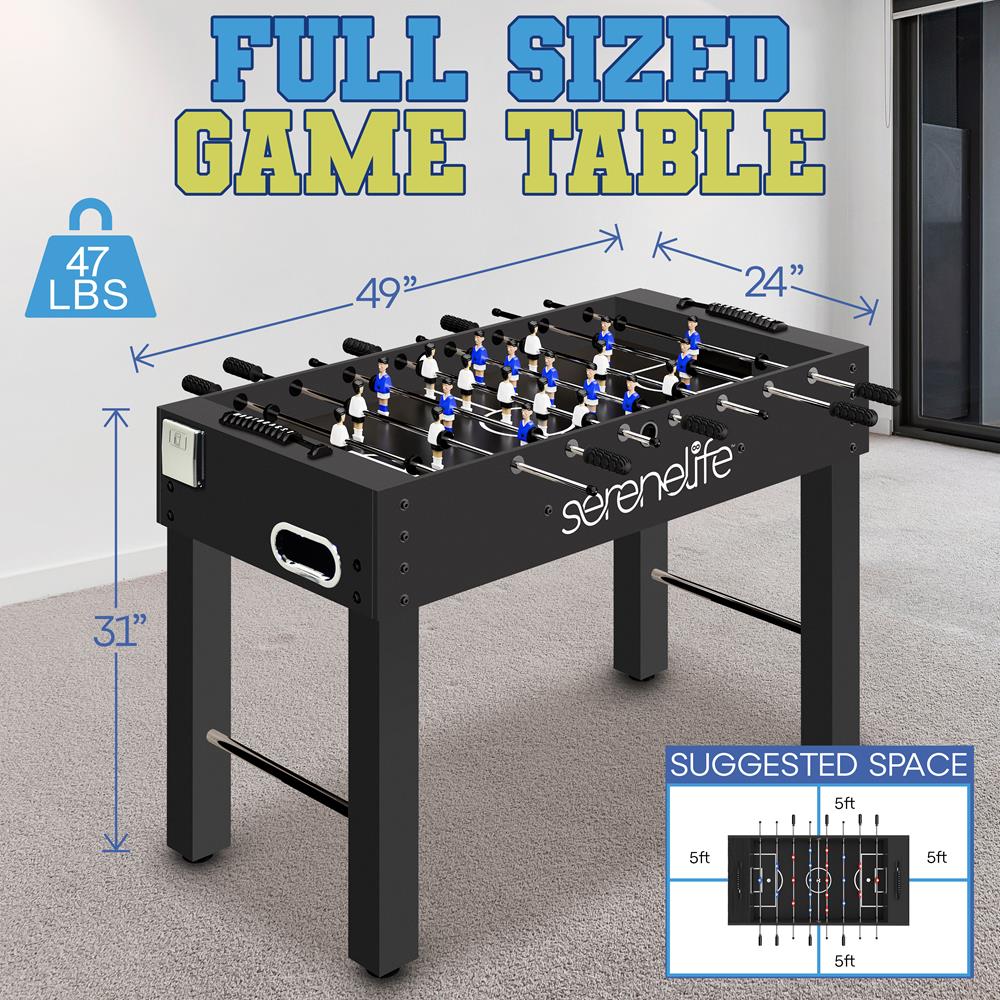 Serenelife Tischkicker 48 Zoll Schwarz Turnier Chromstangen