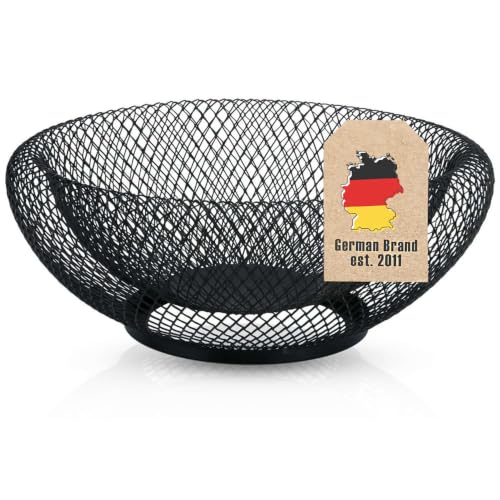 Intirilife Obstkorb Metall Schwarz rund 25x9,8 cm Mesh