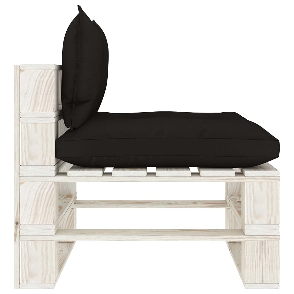 vidaXL Heim & Garten Paletten Mittelsofa Kiefer schwarze Kissen