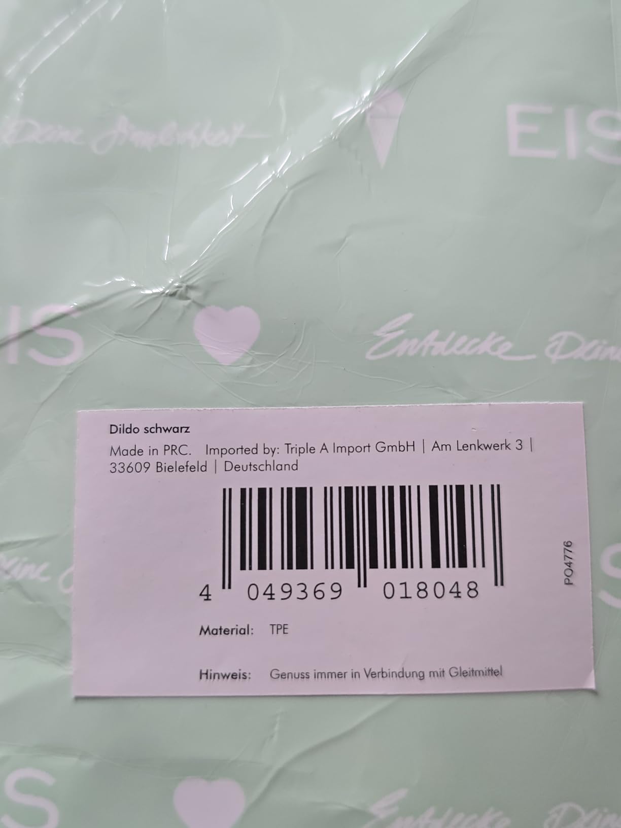 EIS Dildos Klare Sache Dildo 19 cm schwarz Saugnapf