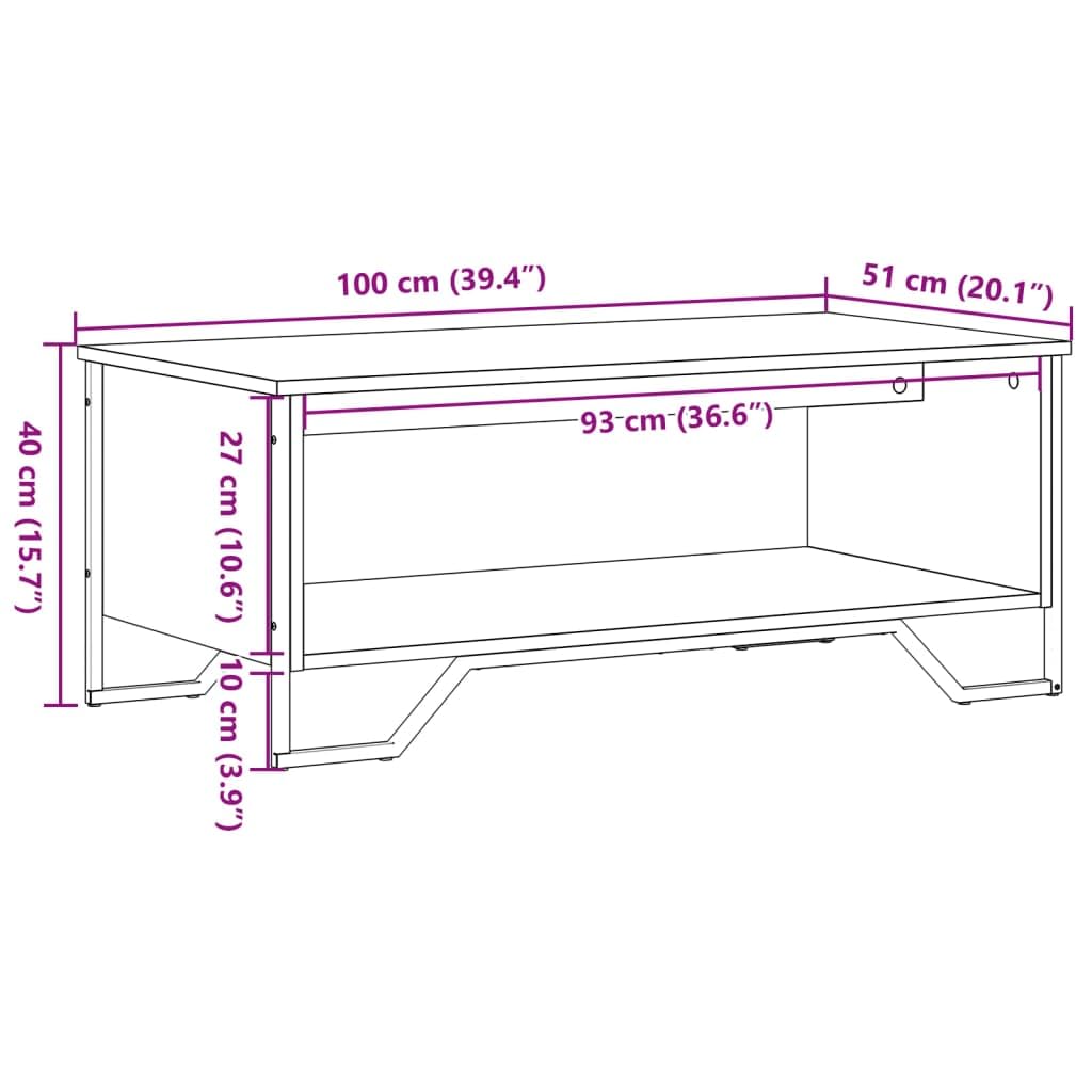 vidaXL Möbel Couchtisch Schwarz 100x51x40 cm Holzwerkstoff