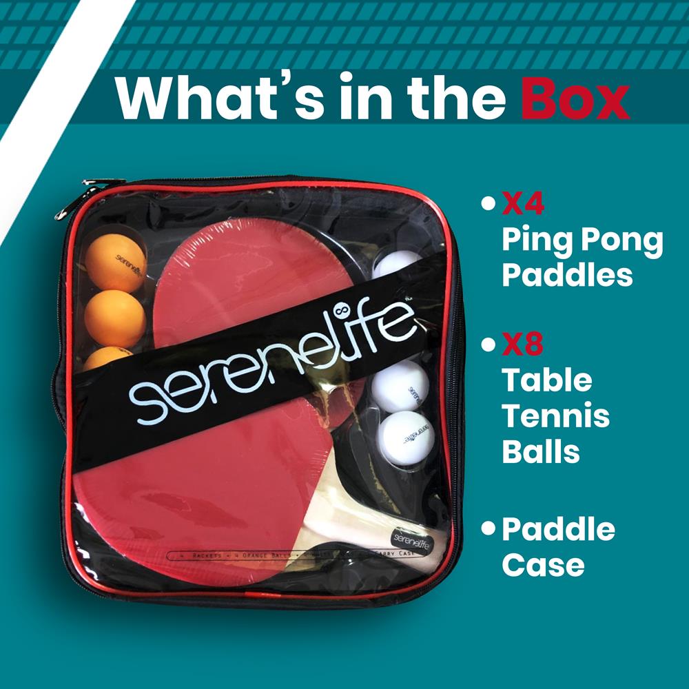 Serenelife Tischtennis Set 4 Schläger 8 Bälle Hülle Holz