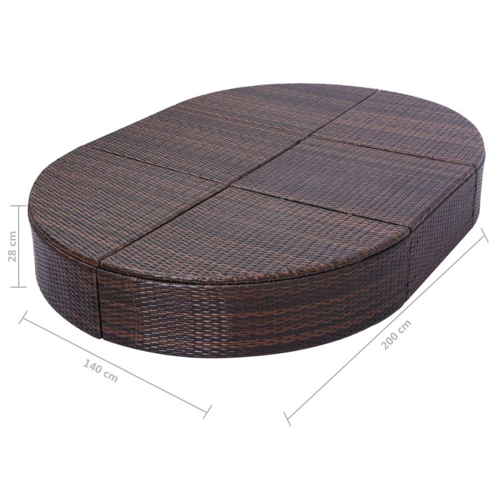 vidaXL Heim&Garten Loungebett Braun 200x140cm PE-Rattan