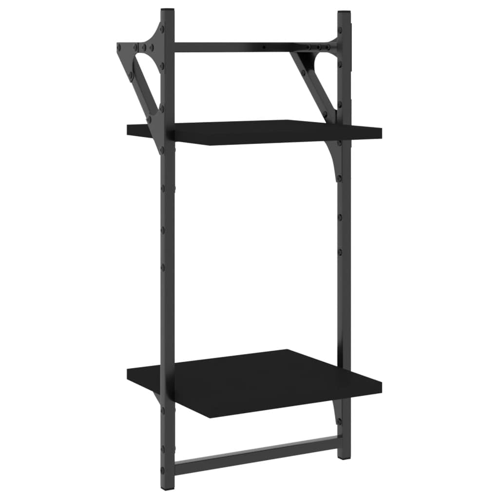 vidaXL Wandregal-Set 4-tlg schwarz Holzwerkstoff mit Stange