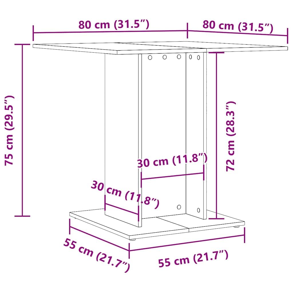 vidaXL Esstisch 80x80x75 cm Betongrau Holzwerkstoff