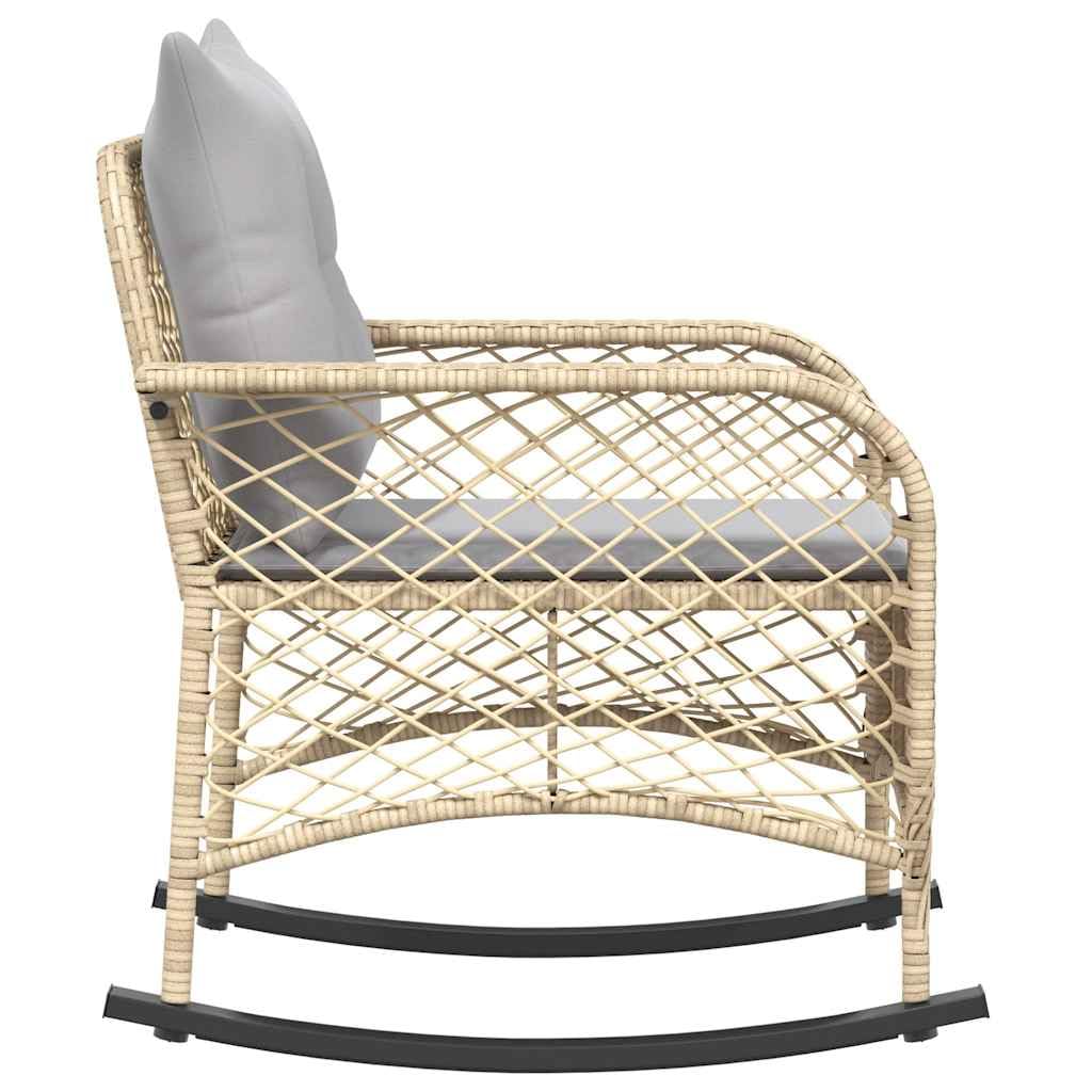 vidaXL Heim & Garten Schaukelstuhl Beige-Grau Poly Rattan