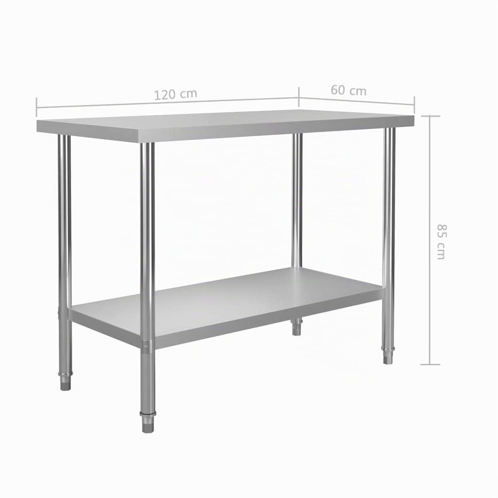 vidaXL Heim & Garten Arbeitstisch 120x60x150 Edelstahl Aufsatz