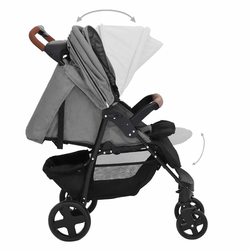 vidaXL Kinderwagen 2-in-1 Buggy Sportwagen Hellgrau Stahl