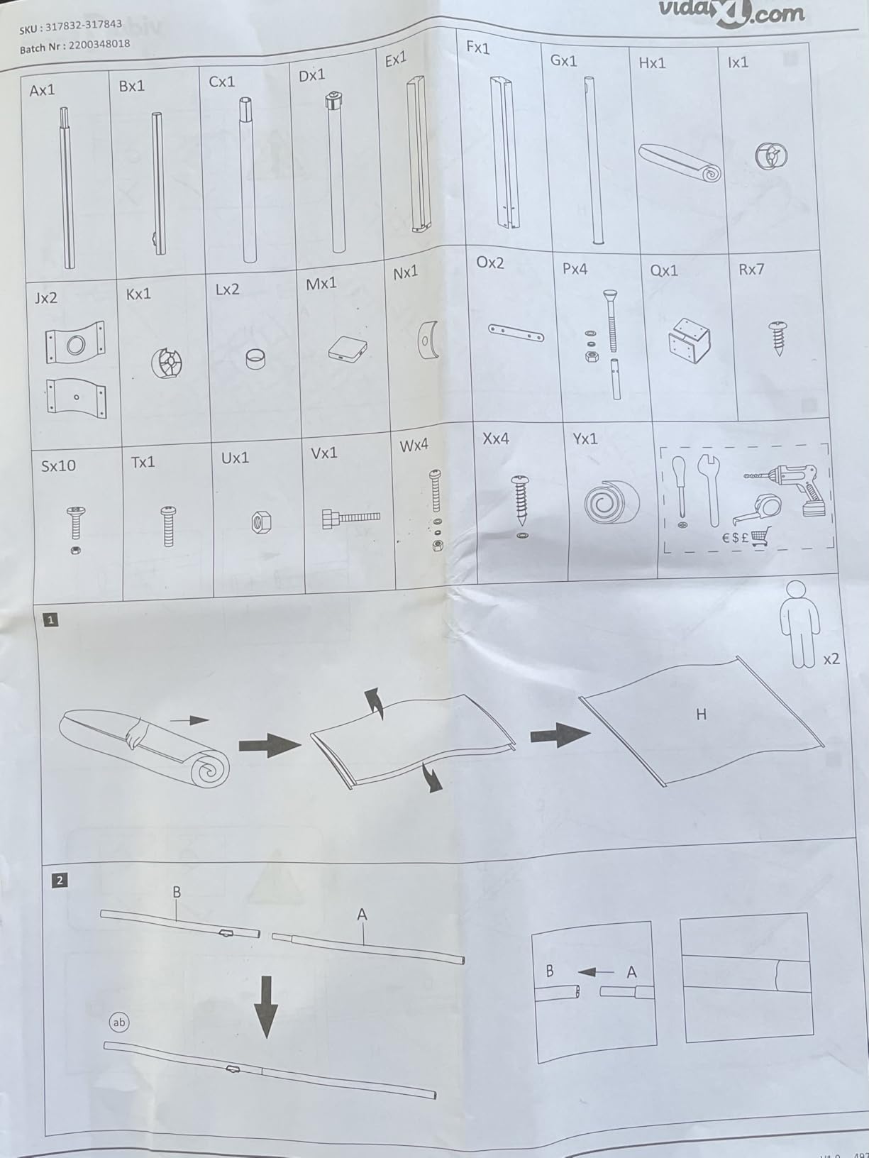 vidaXL Heim & Garten Seitenmarkise 80x300 cm Grau Ausziehbar