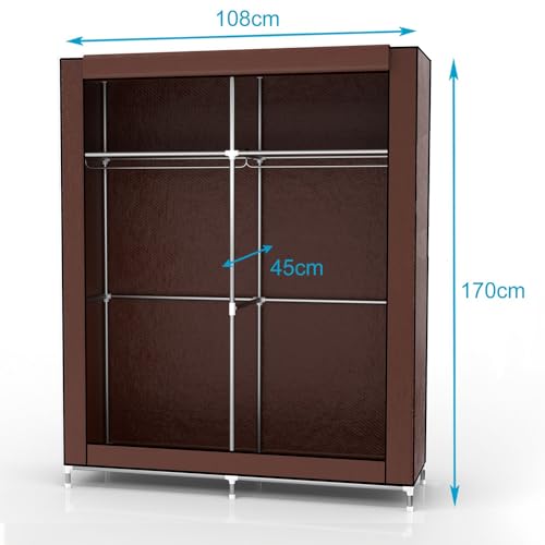 Intirilife Faltschrank 108x45x170 cm Stoffschrank Braun