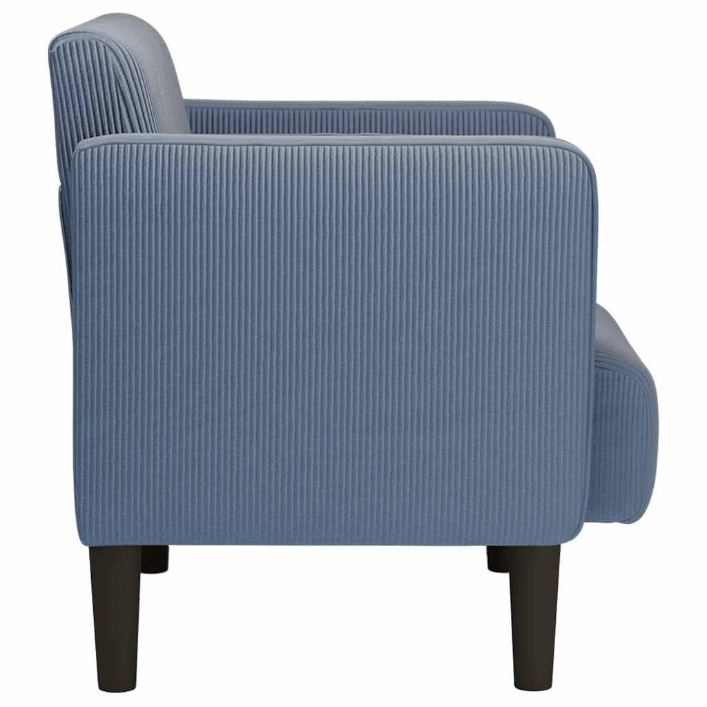 vidaXL Möbel Sessel Armlehnen 54 cm Cordstoff blau Schaumstoff