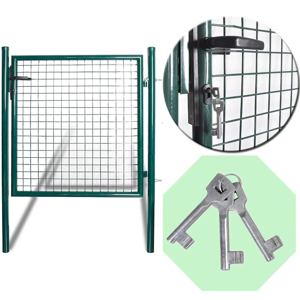 vidaXL Heim & Garten Gartentor Stahl 100x150 cm dunkelgrün