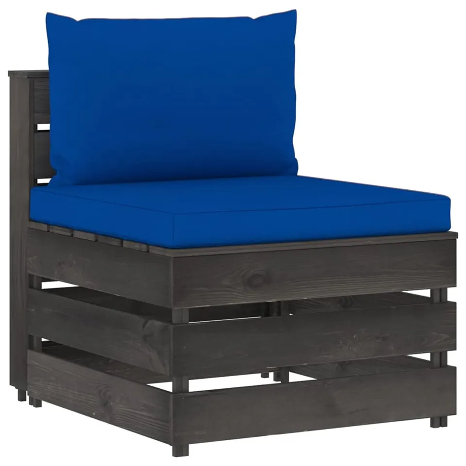 vidaXL Möbel Mittelsofa Palettensofa grau Kiefer imprägniert